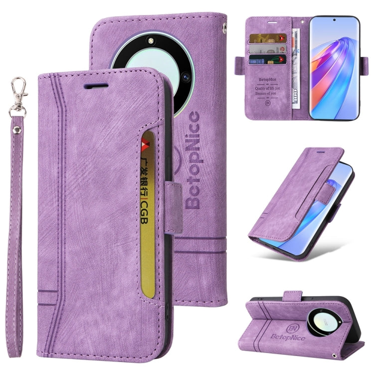 For Honor X9a 5G / X40 5G / Magic5 Lite BETOPNICE Dual-side Buckle Leather Phone Case (Purple) by BETOPNICE