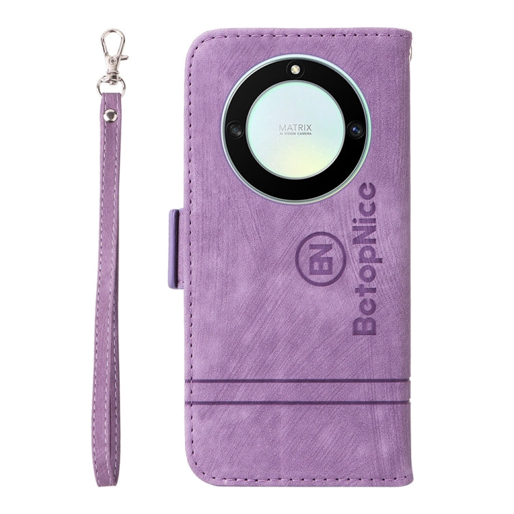 For Honor X9a 5G / X40 5G / Magic5 Lite BETOPNICE Dual-side Buckle Leather Phone Case (Purple) by BETOPNICE