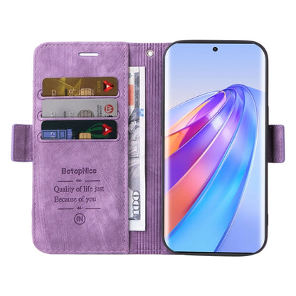 For Honor X9a 5G / X40 5G / Magic5 Lite BETOPNICE Dual-side Buckle Leather Phone Case (Purple) by BETOPNICE