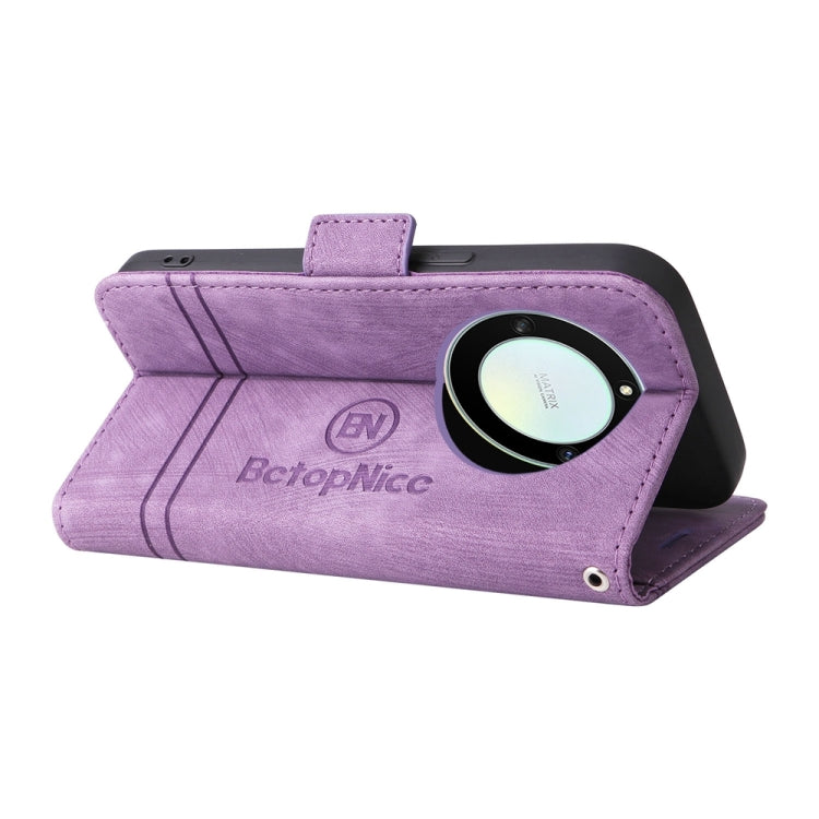 For Honor X9a 5G / X40 5G / Magic5 Lite BETOPNICE Dual-side Buckle Leather Phone Case (Purple) by BETOPNICE