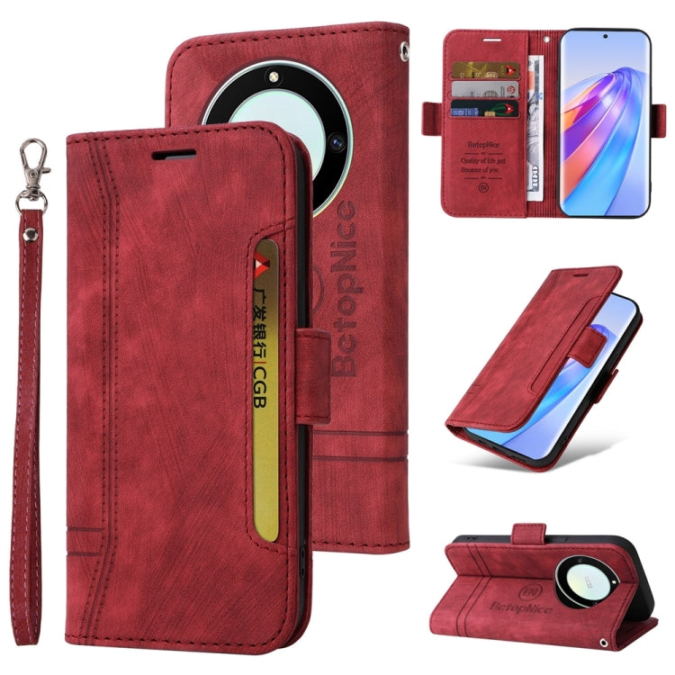 For Honor X9a 5G / X40 5G / Magic5 Lite BETOPNICE Dual-side Buckle Leather Phone Case (Red) by BETOPNICE