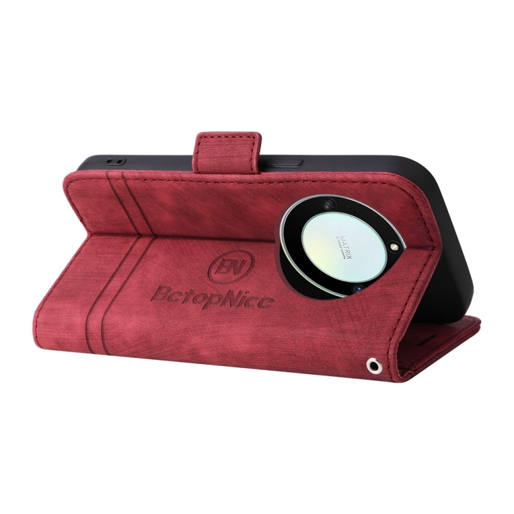 For Honor X9a 5G / X40 5G / Magic5 Lite BETOPNICE Dual-side Buckle Leather Phone Case (Red) by BETOPNICE