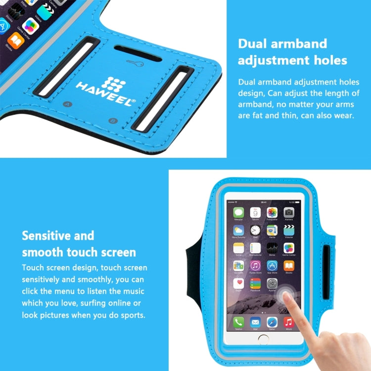 HAWEEL Sport Armband Case with Earphone Hole & Key Pocket, For iPhone XS, iPhone XS Max, iPhone X, iPhone 8 Plus & 7 Plus, iPhone 6 Plus, Galaxy S9+ / S8+ / S6 / S5(Baby Blue) by HAWEEL