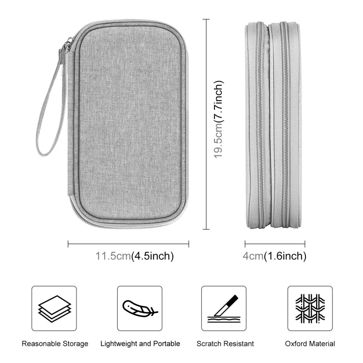 HAWEEL Electronic Organizer Double Layers Storage Bag for Cables, Charger, Power Bank, Phones, Earphones (Grey) by HAWEEL