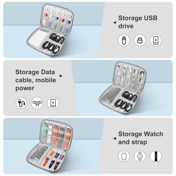 HAWEEL Watch Band Organizer Box Earphones / U Disk / Digital Cable Storage Case(Grey) by HAWEEL