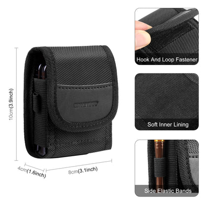 HAWEEL Flip Phone Nylon Cloth Belt Clip Carrying Pouch Bag (Black) by HAWEEL