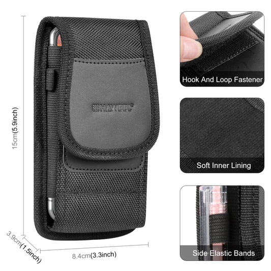 HAWEEL 4.7 inch Nylon Cloth Phone Belt Clip Carrying Pouch with Card Slot(Black) by HAWEEL