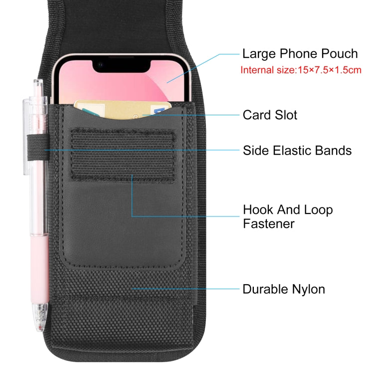 HAWEEL 4.7-6.1 inch Nylon Cloth Phone Belt Clip Carrying Pouch with Card Slot (Black) by HAWEEL