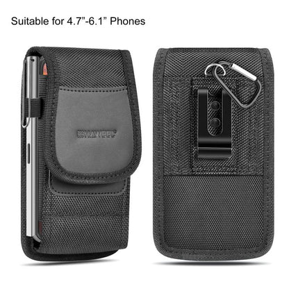 HAWEEL 4.7-6.1 inch Nylon Cloth Phone Belt Clip Carrying Pouch with Card Slot (Black) by HAWEEL