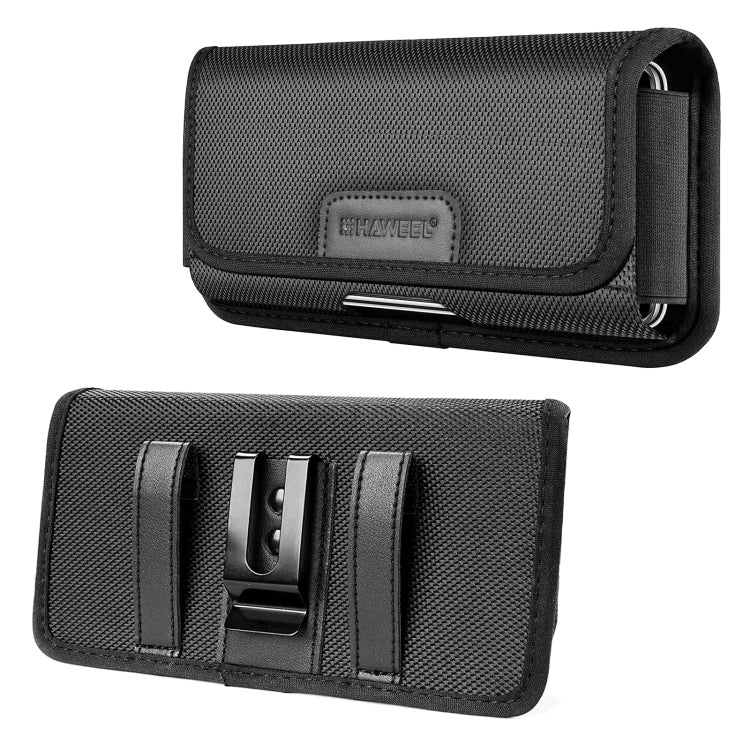 HAWEEL 4.7-6.1 inch Nylon Cloth Phone Belt Clip Horizontal Carrying Pouch with Card Slot (Black) by HAWEEL