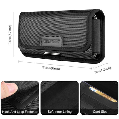 HAWEEL 6.1-6.8 inch Nylon Cloth Phone Belt Clip Horizontal Carrying Pouch with Card Slot (Black) by HAWEEL