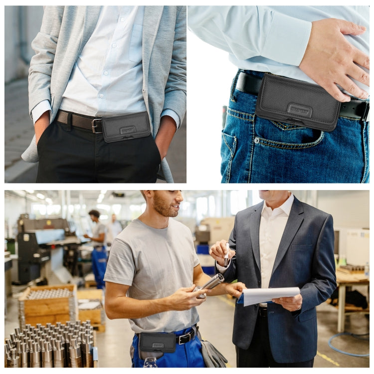 HAWEEL 6.1-6.8 inch Nylon Cloth Phone Belt Clip Horizontal Carrying Pouch with Card Slot (Black) by HAWEEL