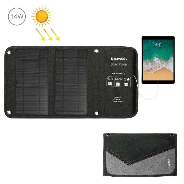 HAWEEL 14W Foldable Solar Panel Charger with 5V / 2.4A Max Dual USB Ports by HAWEEL