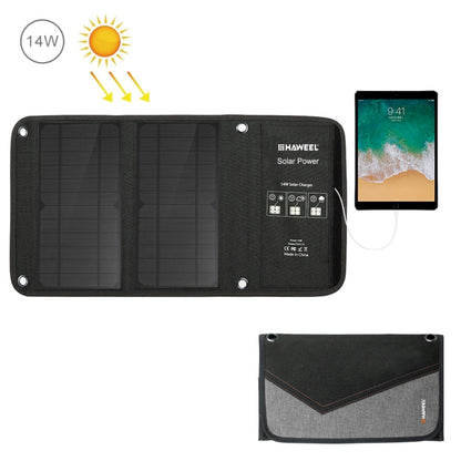 HAWEEL 14W Foldable Solar Panel Charger with 5V / 2.4A Max Dual USB Ports by HAWEEL