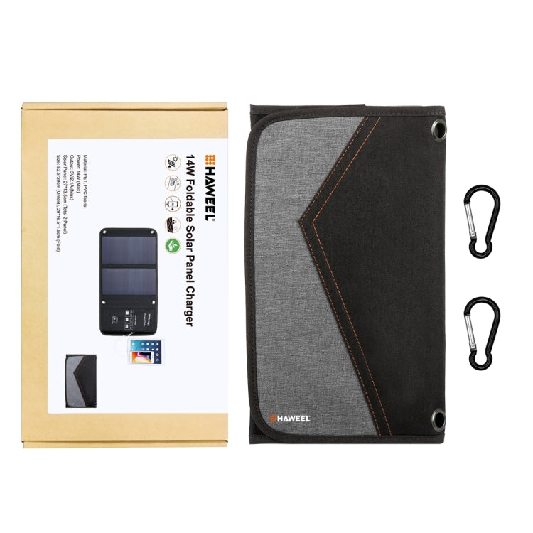 HAWEEL 14W Foldable Solar Panel Charger with 5V / 2.4A Max Dual USB Ports by HAWEEL