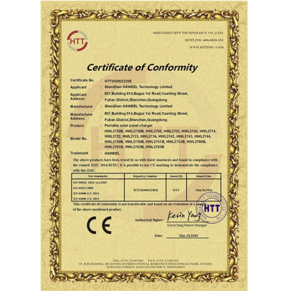 HAWEEL 14W Foldable Solar Panel Charger with 5V / 2.4A Max Dual USB Ports by HAWEEL