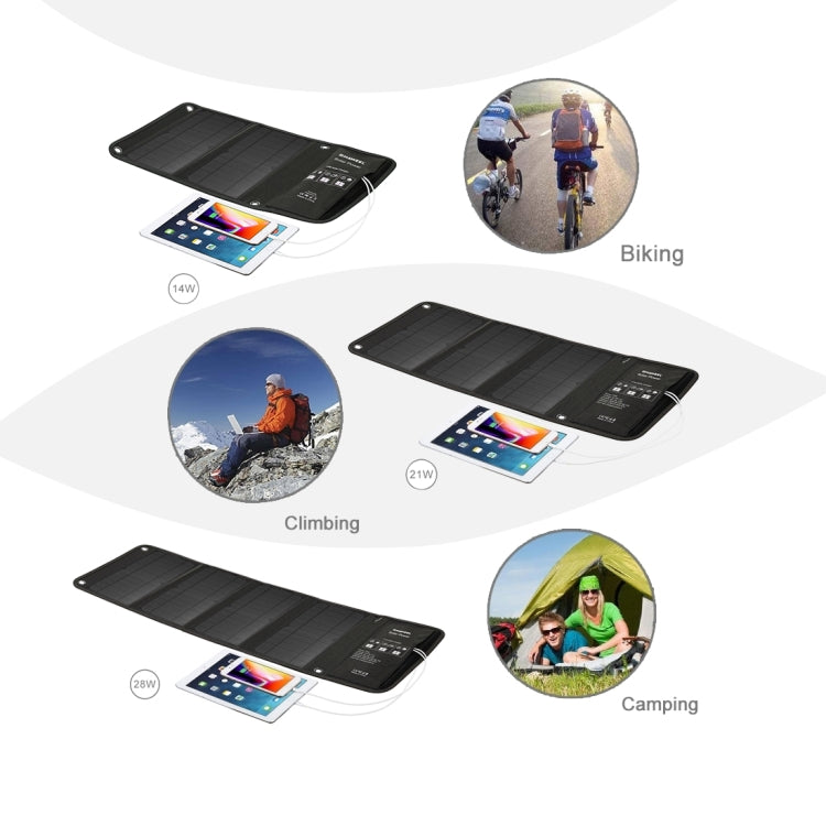 HAWEEL 21W Foldable Solar Panel Charger with 5V 3A Max Dual USB Ports by HAWEEL