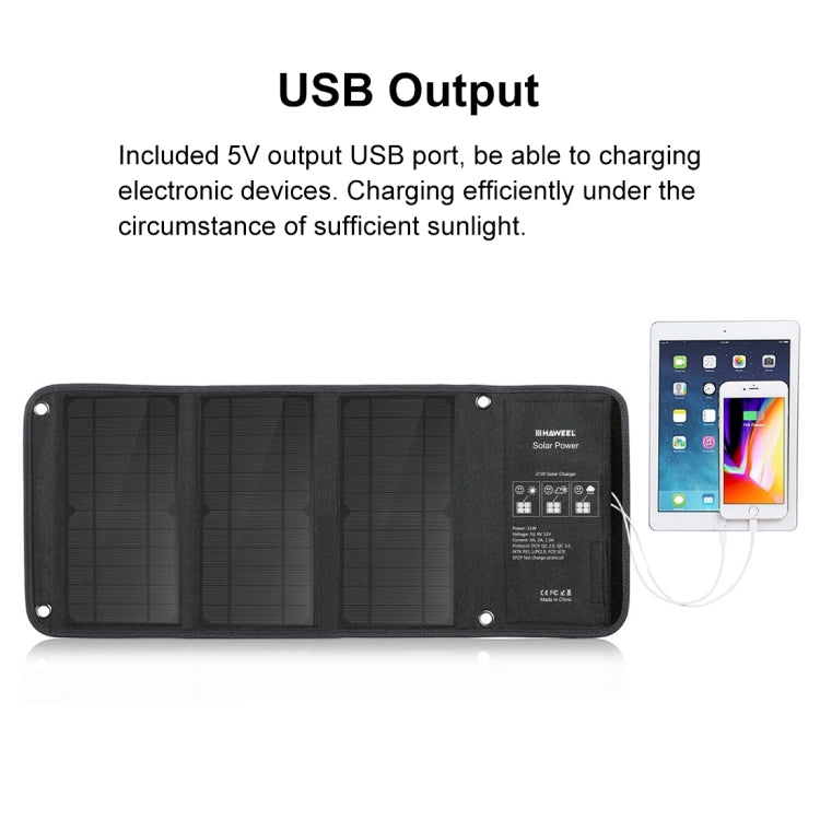 HAWEEL 21W Foldable Solar Panel Charger with 5V 3A Max Dual USB Ports by HAWEEL