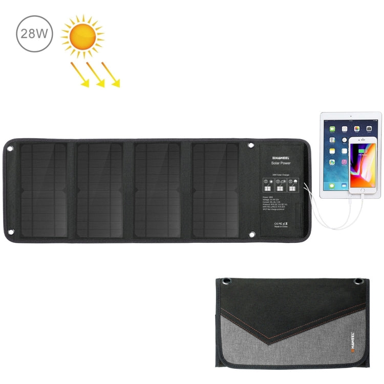 HAWEEL 28W Foldable Solar Panel Charger with 5V 3A Max Dual USB Ports by HAWEEL