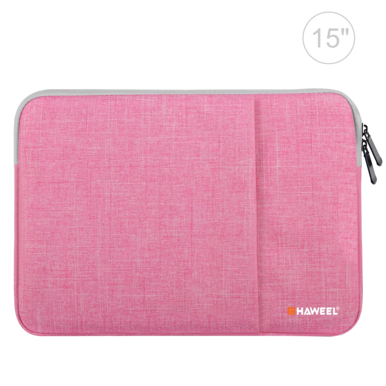 HAWEEL 15.0 inch Sleeve Case Zipper Briefcase Laptop Carrying Bag, For Macbook, Samsung, Lenovo, Sony, DELL Alienware, CHUWI, ASUS, HP, 15 inch and Below Laptops(Pink) by HAWEEL