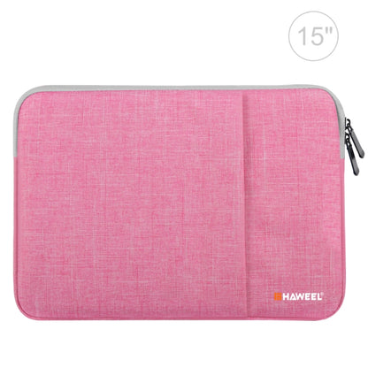 HAWEEL 15.0 inch Sleeve Case Zipper Briefcase Laptop Carrying Bag, For Macbook, Samsung, Lenovo, Sony, DELL Alienware, CHUWI, ASUS, HP, 15 inch and Below Laptops(Pink) by HAWEEL