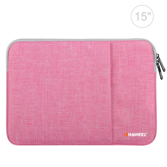 HAWEEL 15.0 inch Sleeve Case Zipper Briefcase Laptop Carrying Bag, For Macbook, Samsung, Lenovo, Sony, DELL Alienware, CHUWI, ASUS, HP, 15 inch and Below Laptops(Pink) by HAWEEL