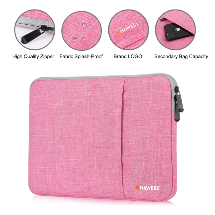 HAWEEL 15.0 inch Sleeve Case Zipper Briefcase Laptop Carrying Bag, For Macbook, Samsung, Lenovo, Sony, DELL Alienware, CHUWI, ASUS, HP, 15 inch and Below Laptops(Pink) by HAWEEL