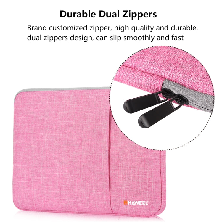HAWEEL 15.0 inch Sleeve Case Zipper Briefcase Laptop Carrying Bag, For Macbook, Samsung, Lenovo, Sony, DELL Alienware, CHUWI, ASUS, HP, 15 inch and Below Laptops(Pink) by HAWEEL