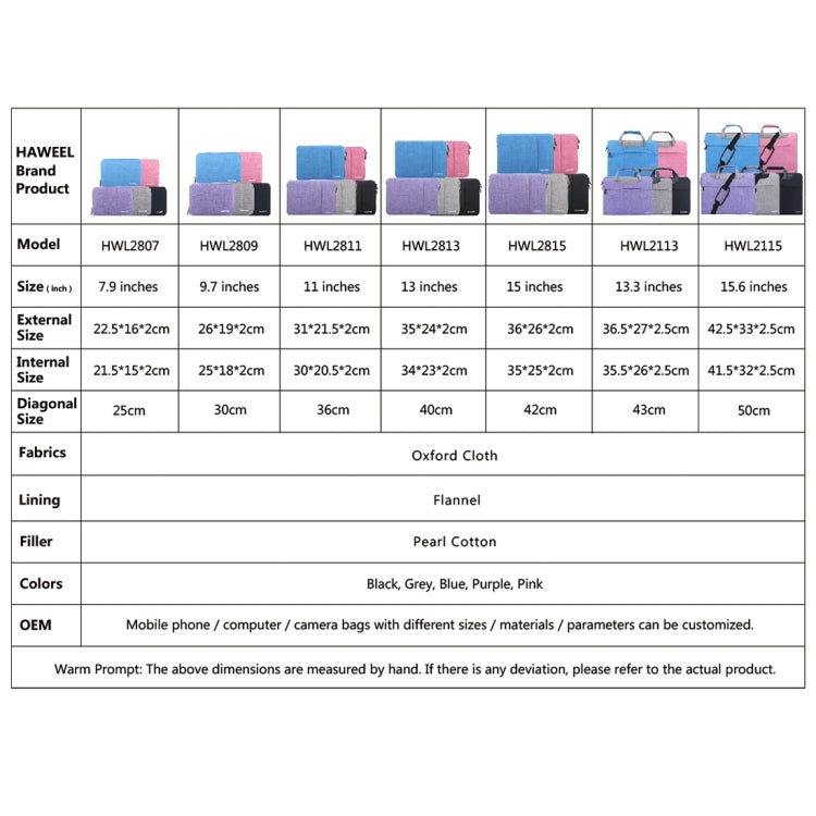 HAWEEL 15.0 inch Sleeve Case Zipper Briefcase Laptop Carrying Bag, For Macbook, Samsung, Lenovo, Sony, DELL Alienware, CHUWI, ASUS, HP, 15 inch and Below Laptops(Pink) by HAWEEL