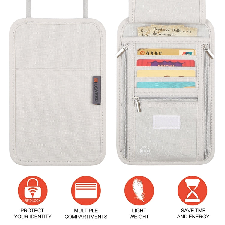 HAWEEL Neck Passport Wallet Bag Document Organizer Credit Cards Case Bag (Grey) by HAWEEL