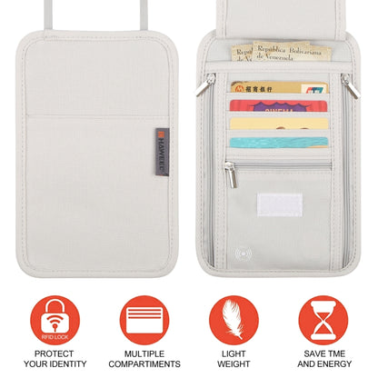 HAWEEL Neck Passport Wallet Bag Document Organizer Credit Cards Case Bag (Grey) by HAWEEL