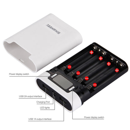 HAWEEL DIY 4 x 18650 Battery (Not Included) 10000mAh Power Bank Shell Box with 2 x USB Output & Display for iPhone, Galaxy, Sony, HTC, Google, Huawei, Xiaomi, Lenovo and other Smartphones(White) by HAWEEL