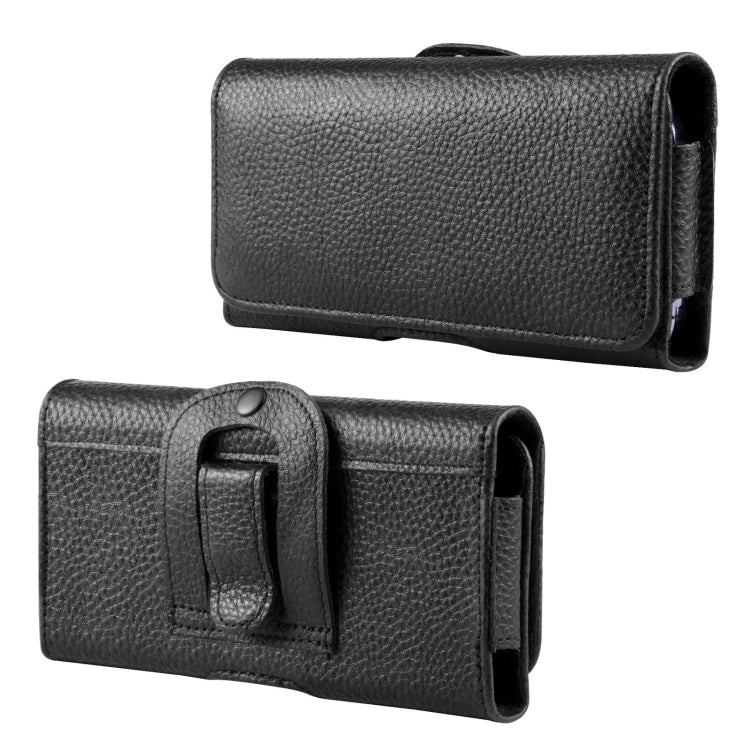 HAWEEL 6.1-6.8 inch Litchi Texture Genuine Leather Phone Belt Clip Horizontal Carrying Pouch (Black) by HAWEEL