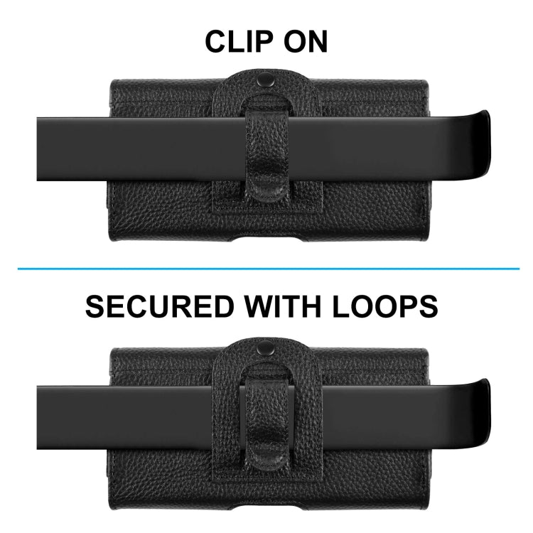 HAWEEL 6.1-6.8 inch Litchi Texture Genuine Leather Phone Belt Clip Horizontal Carrying Pouch (Black) by HAWEEL