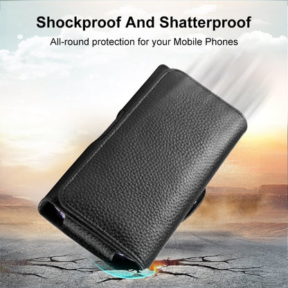 HAWEEL 6.1-6.8 inch Litchi Texture Genuine Leather Phone Belt Clip Horizontal Carrying Pouch (Black) by HAWEEL