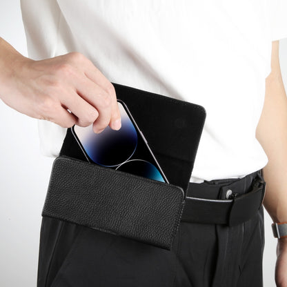 HAWEEL 6.1-6.8 inch Litchi Texture Genuine Leather Phone Belt Clip Horizontal Carrying Pouch (Black) by HAWEEL