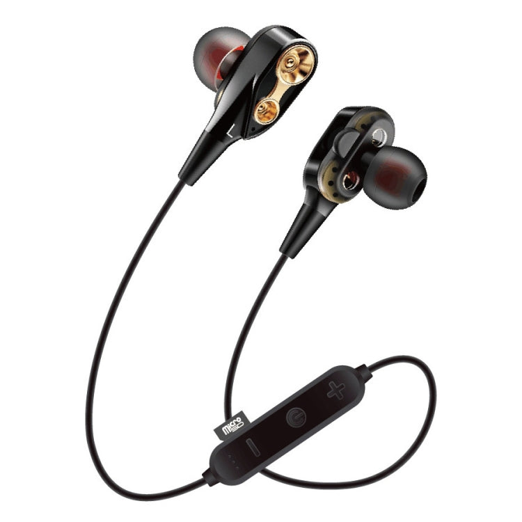 MG-G23 Portable Sports Bluetooth V5.0 Bluetooth Headphones, with 4 Speakers(Black) by bashfashion