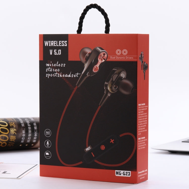 MG-G23 Portable Sports Bluetooth V5.0 Bluetooth Headphones, with 4 Speakers(Red) by bashfashion