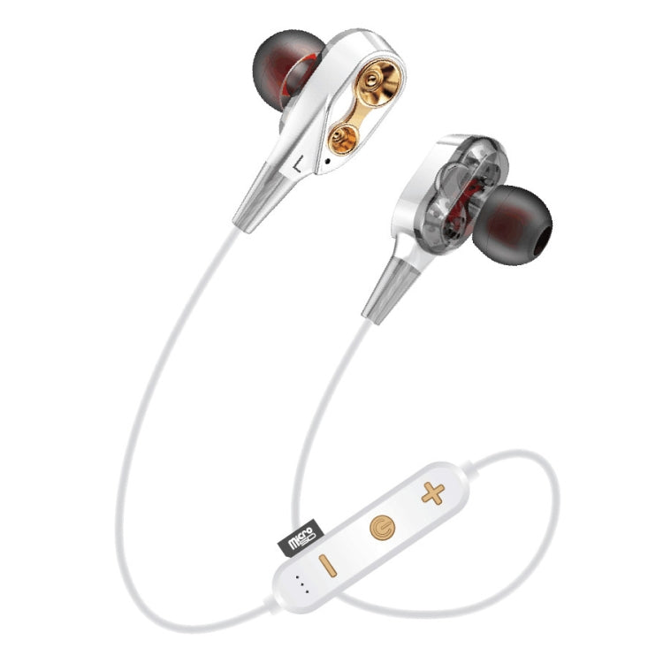 MG-G23 Portable Sports Bluetooth V5.0 Bluetooth Headphones, with 4 Speakers(White) by bashfashion