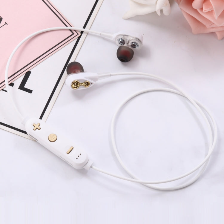 MG-G23 Portable Sports Bluetooth V5.0 Bluetooth Headphones, with 4 Speakers(White) by bashfashion