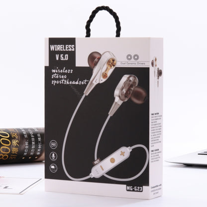 MG-G23 Portable Sports Bluetooth V5.0 Bluetooth Headphones, with 4 Speakers(White) by bashfashion