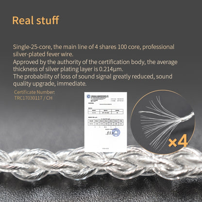 KZ 8 Pin Oxygen-free Copper Silver Plated Upgrade Cable for Most MMCX Interface Earphones(White) by KZ