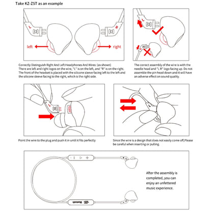KZ Waterproof High Fidelity Bluetooth Upgrade Cable for KZ ZST / ZS10 / ES4 / ES3 / ZSR Earphones(Black) by KZ