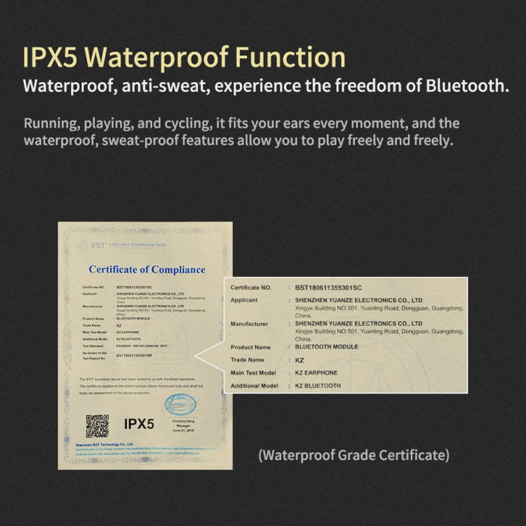 KZ Waterproof High Fidelity Bluetooth Upgrade Cable for KZ ZSN Earphones(Black) by KZ