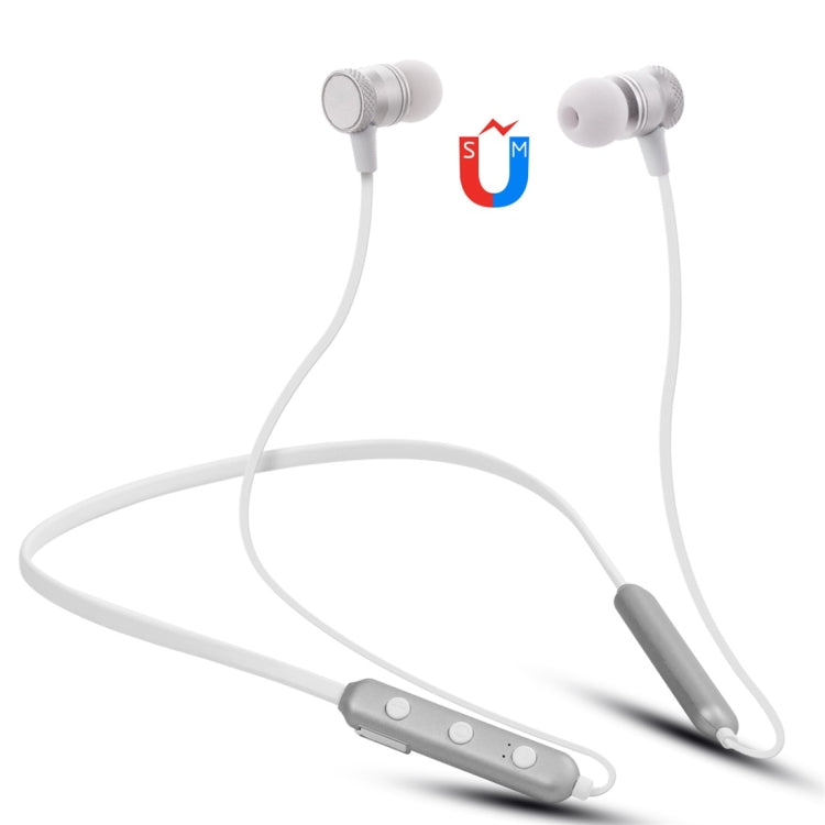 BT-890 Bluetooth 4.2 Hanging Neck Design Bluetooth Headset, Support Music Play & Switching & Volume Control & Answer(Silver) by bashfashion