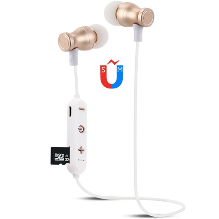 F11 Bluetooth 4.2 Hanging Neck Design Bluetooth Headset, Support Music Play & Switching & Volume Control & Answer(Gold) by bashfashion