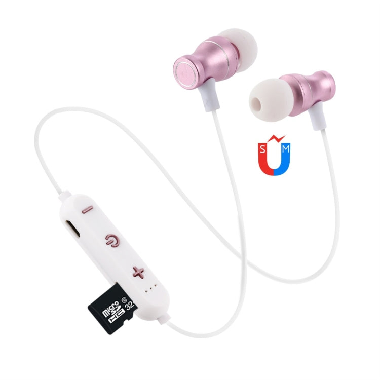 F11 Bluetooth 4.2 Hanging Neck Design Bluetooth Headset, Support Music Play & Switching & Volume Control & Answer(Rose Gold) by bashfashion