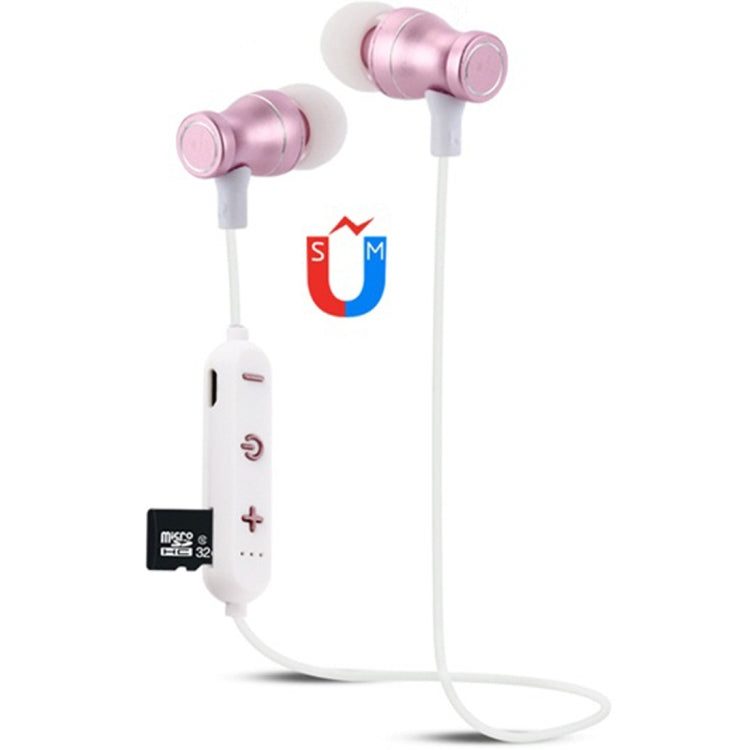 F11 Bluetooth 4.2 Hanging Neck Design Bluetooth Headset, Support Music Play & Switching & Volume Control & Answer(Rose Gold) by bashfashion