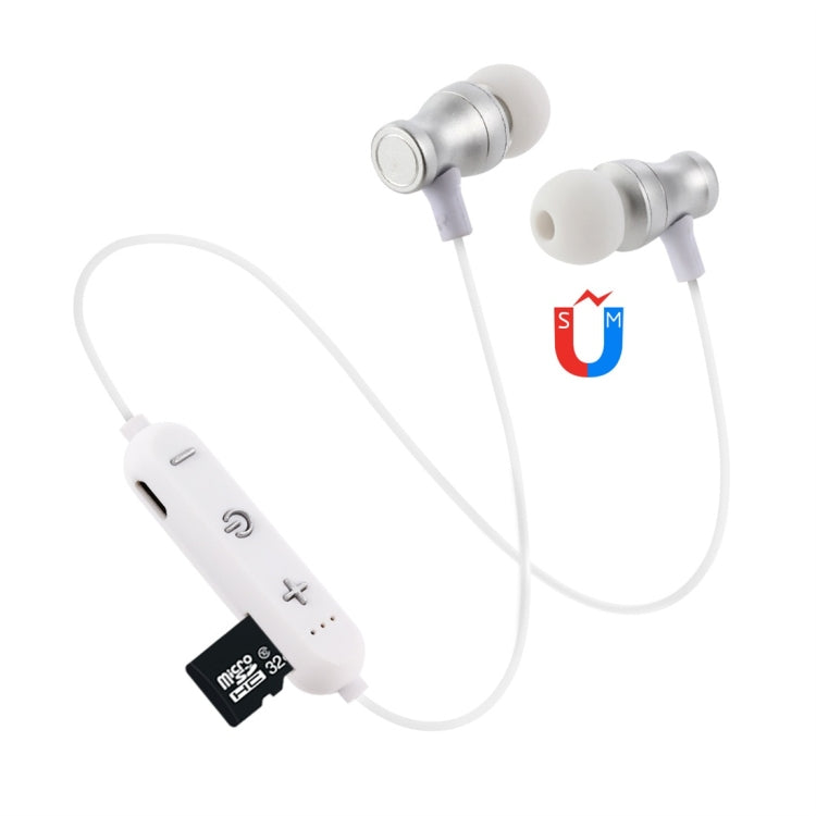 F11 Bluetooth 4.2 Hanging Neck Design Bluetooth Headset, Support Music Play & Switching & Volume Control & Answer(Silver) by bashfashion