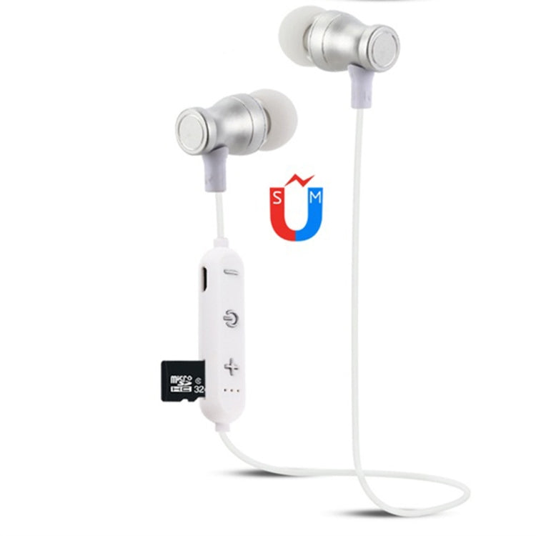 F11 Bluetooth 4.2 Hanging Neck Design Bluetooth Headset, Support Music Play & Switching & Volume Control & Answer(Silver) by bashfashion